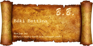 Béki Bettina névjegykártya